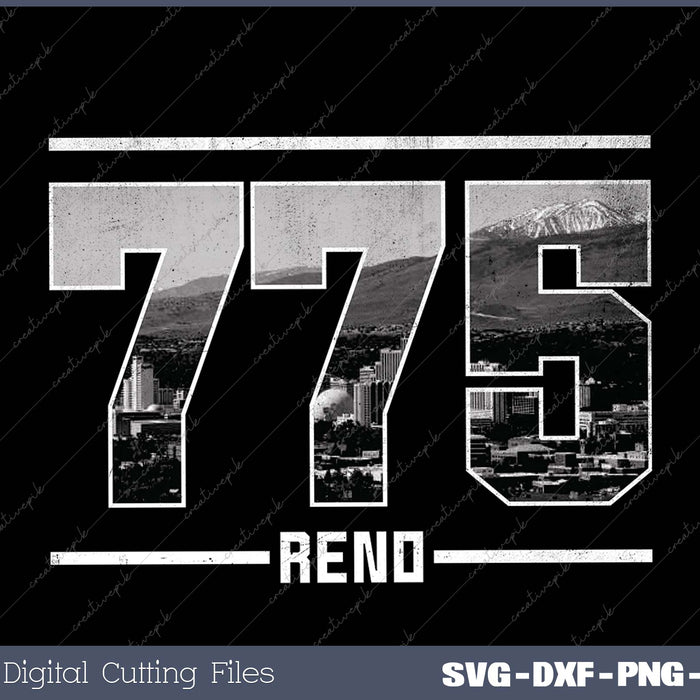 Vintage Reno 775 Area Code Nevada Skyline