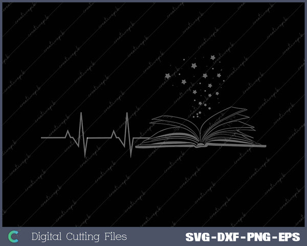 Vintage Retro Distressed Heartbeat Book Reader Lover Gift SVG PNG Cutting Printable Files