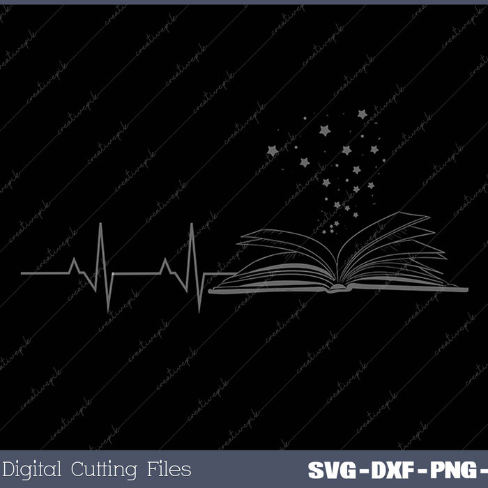 Vintage Retro Distressed Heartbeat Book Reader Lover Gift SVG PNG Cutting Printable Files