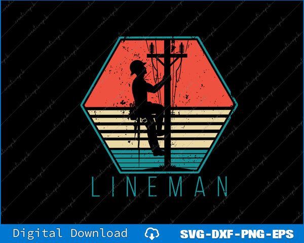 Vintage Retro Electrician Lineman SVG PNG Cutting Printable Files