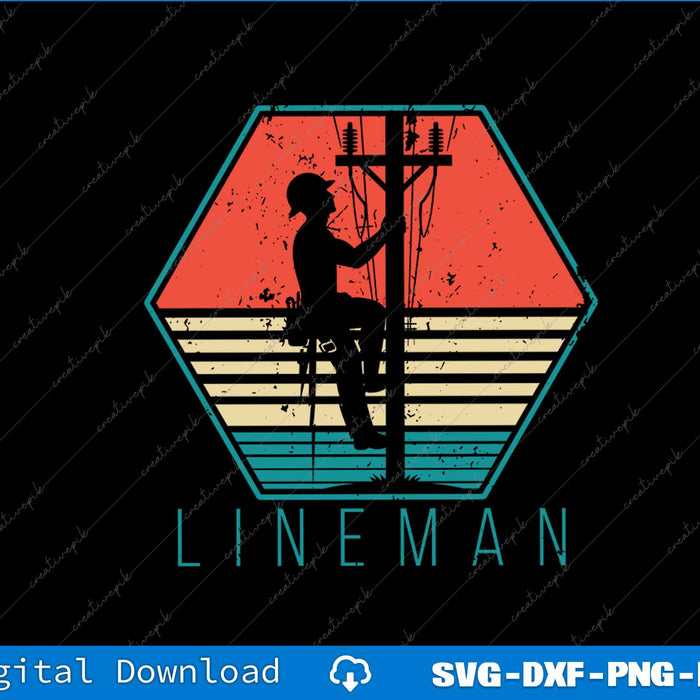 Vintage Retro Electrician Lineman SVG PNG Cutting Printable Files