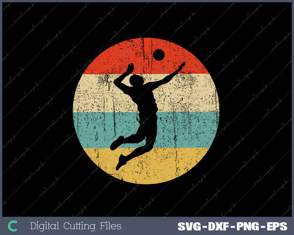 Vintage Retro Volleyball Player SVG PNG Cutting Printable Files