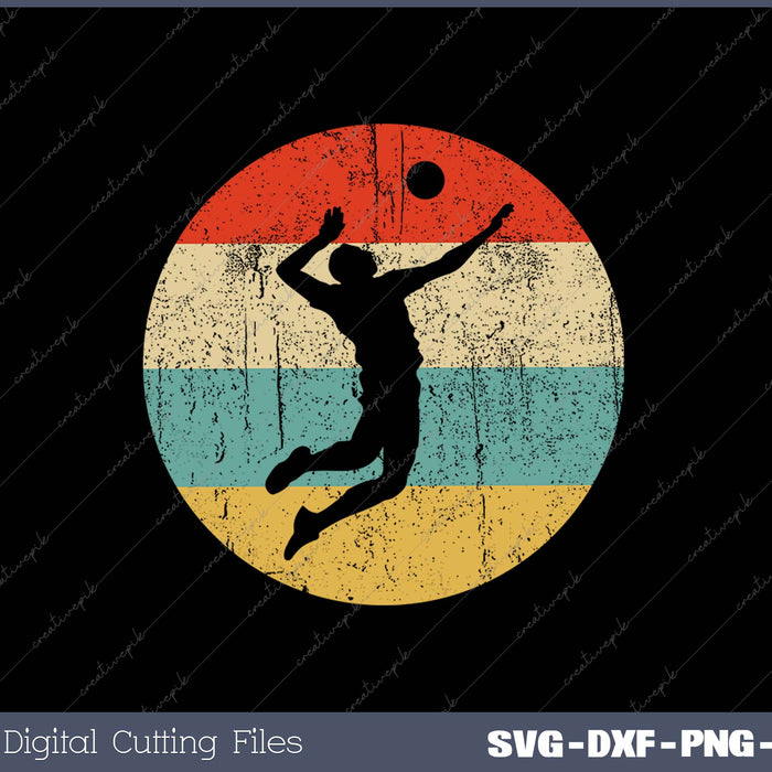 Vintage Retro Volleyball Player SVG PNG Cutting Printable Files