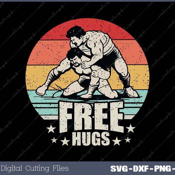 Vintage Retro Wrestling Funny Free Hugs Wrestling