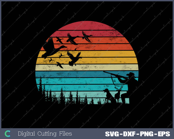 Vintage Retro style Duck hunting SVG PNG Cutting Printable Files