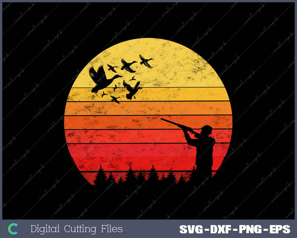 Vintage Retro style Duck hunting SVG PNG Cutting Printable Files