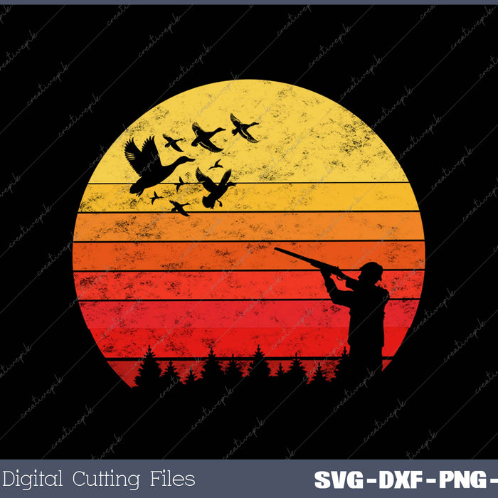 Vintage Retro style Duck hunting SVG PNG Cutting Printable Files
