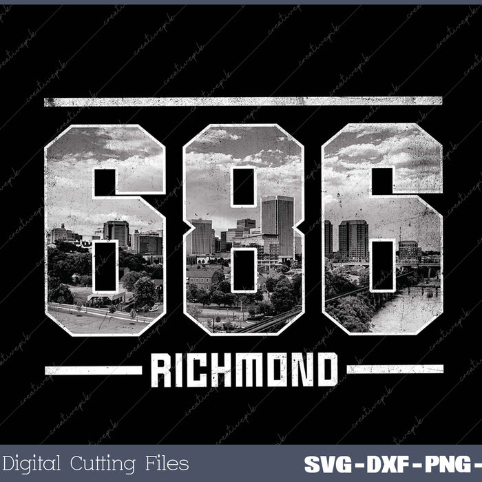 Vintage Richmond 686 Area Code Virginia Skyline