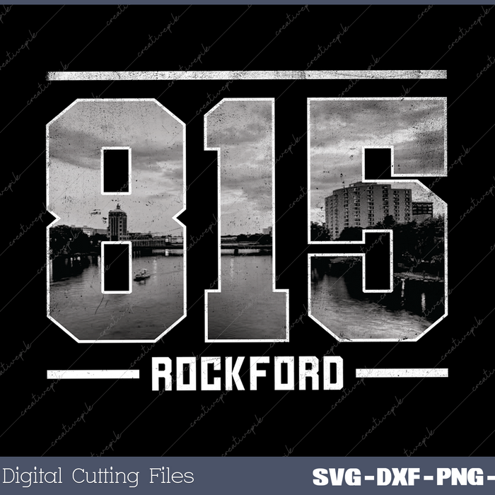 Vintage Rockford 815 Area CodeIllinois Skyline