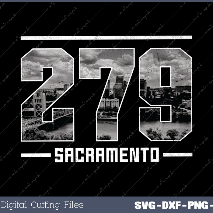 Vintage Sacramento 279 Area Code California Skyline
