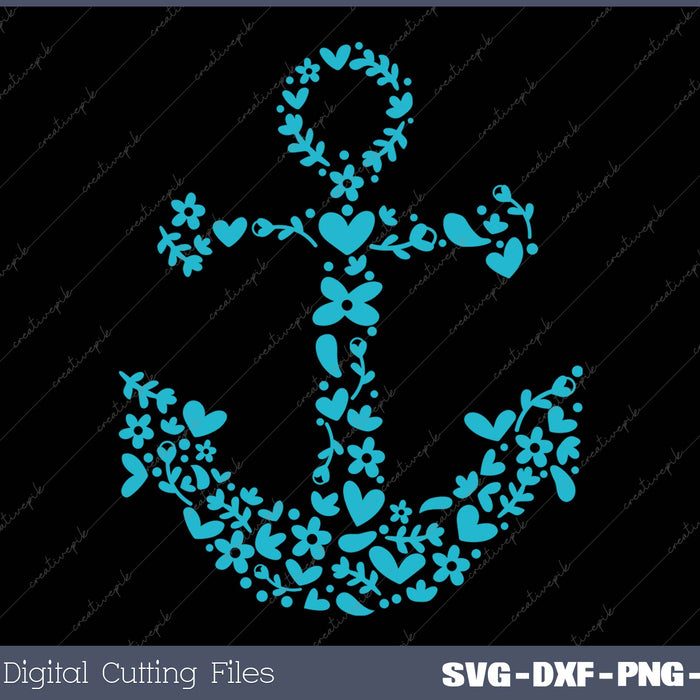 Vintage Sailing Boat Anchor Floral Chains Nautical Seafarer 