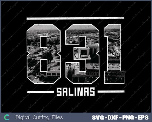 Vintage Salinas 831 Area Code California Skyline SVG Cut files