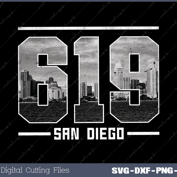 Vintage San Diego 619 Area Code California Skyline