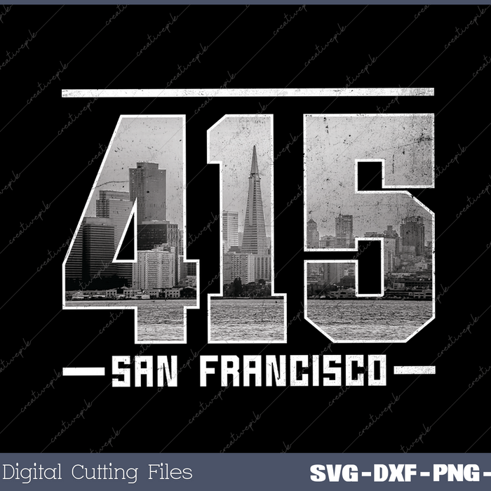 Vintage San Francisco 415 Area Code California Skyline