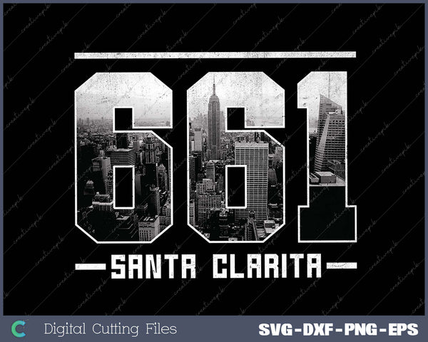 Vintage Santa Clarita 661 Area Code California Skyline SVG Cut files