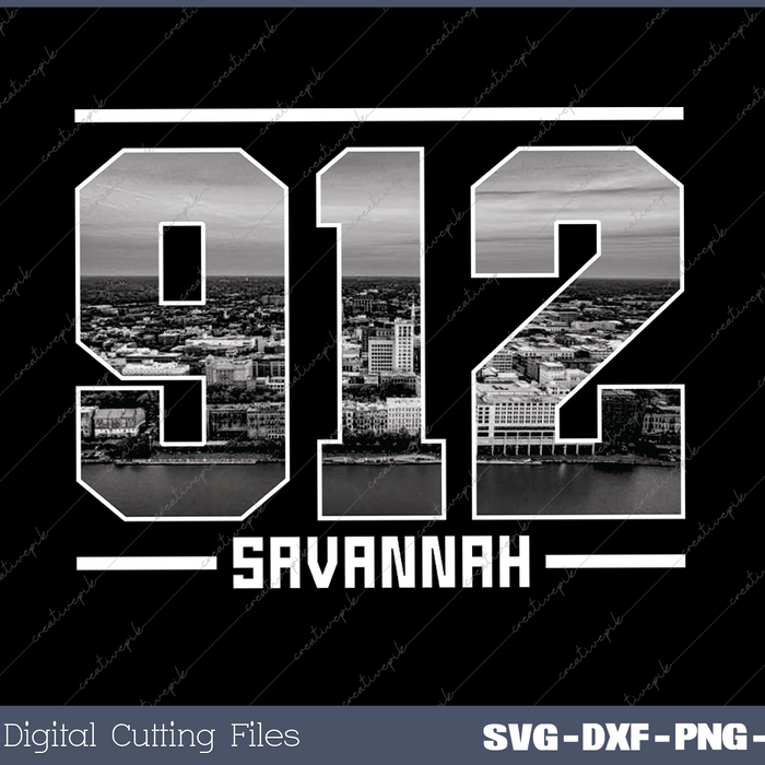Vintage Savannah 912 Area Code Georgia Skyline