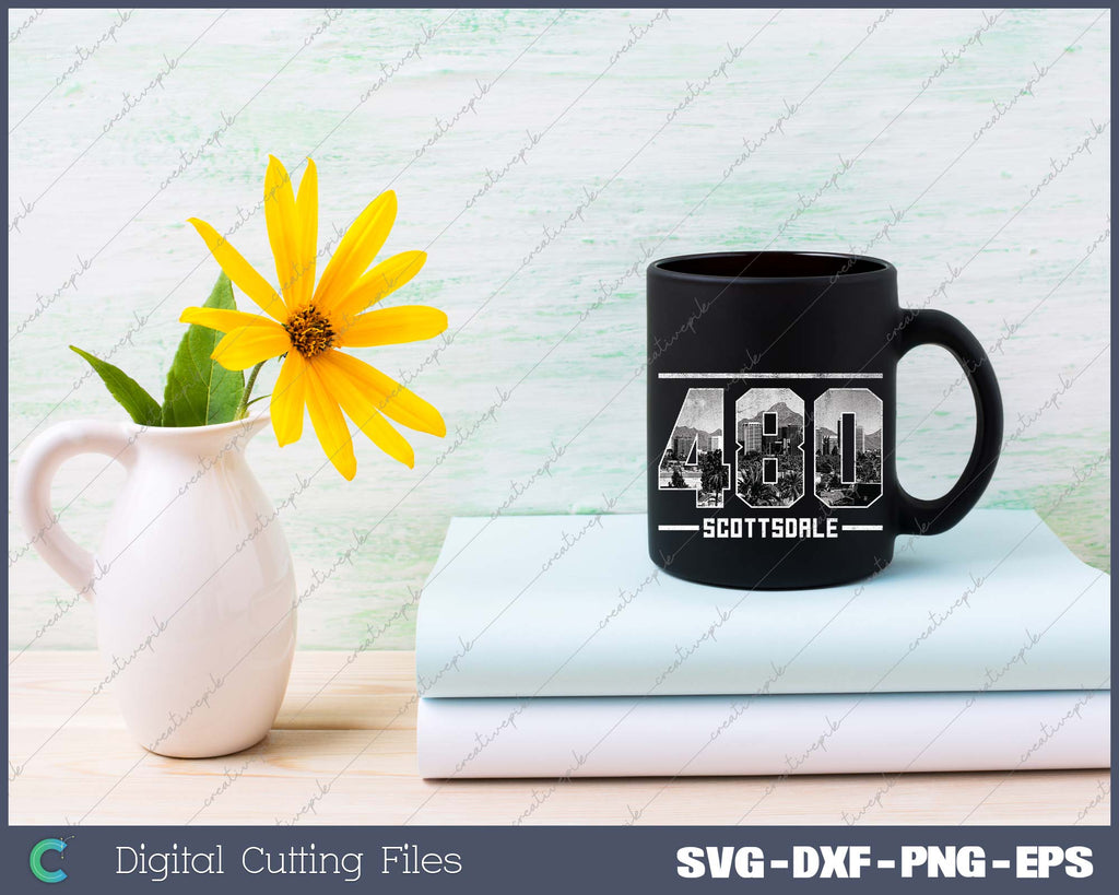 Vintage Scottsdale 480 Area Code Arizona Skyline SVG Cut files ...