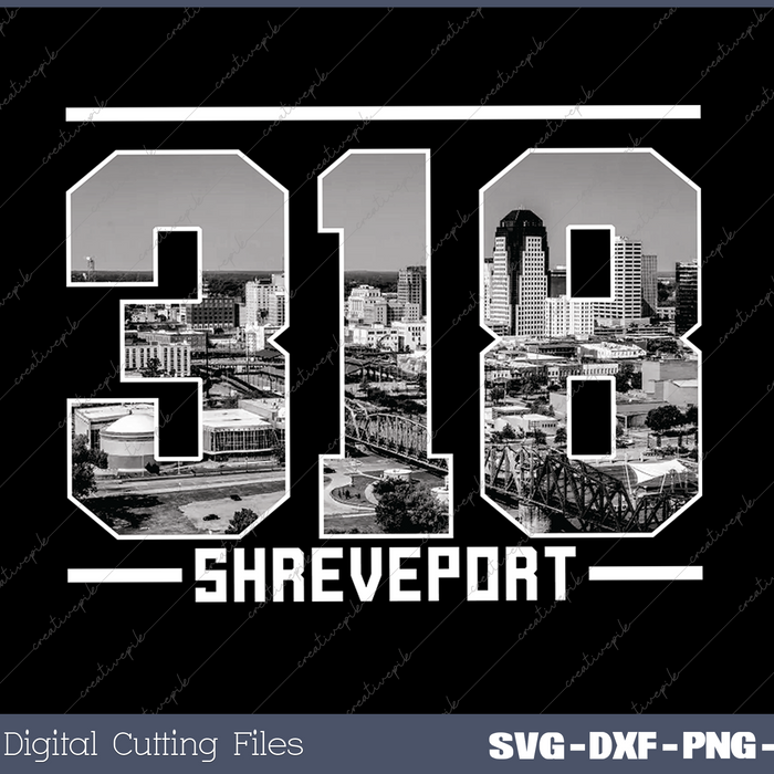 Vintage Shreveport 318 Area Code Louisiana Skyline
