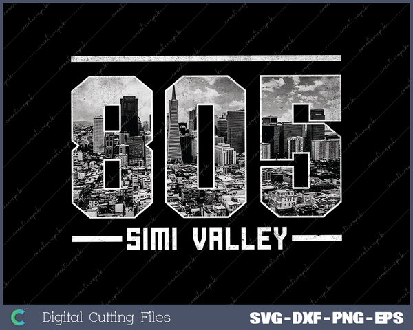 Vintage Simi Valley 805 Area Code California Skyline SVG Cut files