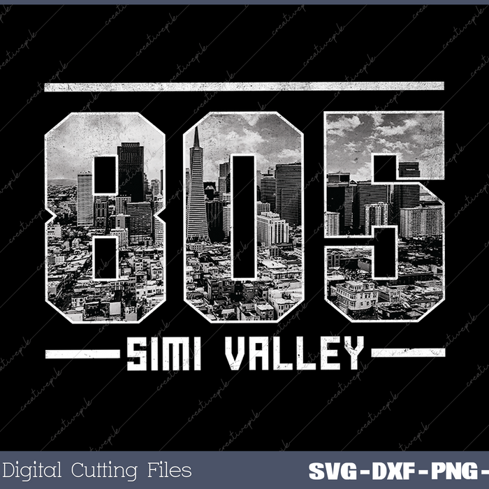 Vintage Simi Valley 805 Area Code California Skyline