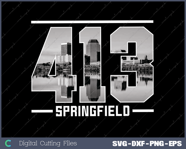 Vintage Springfield 413 Area Code Massachusetts Skyline SVG Cut files