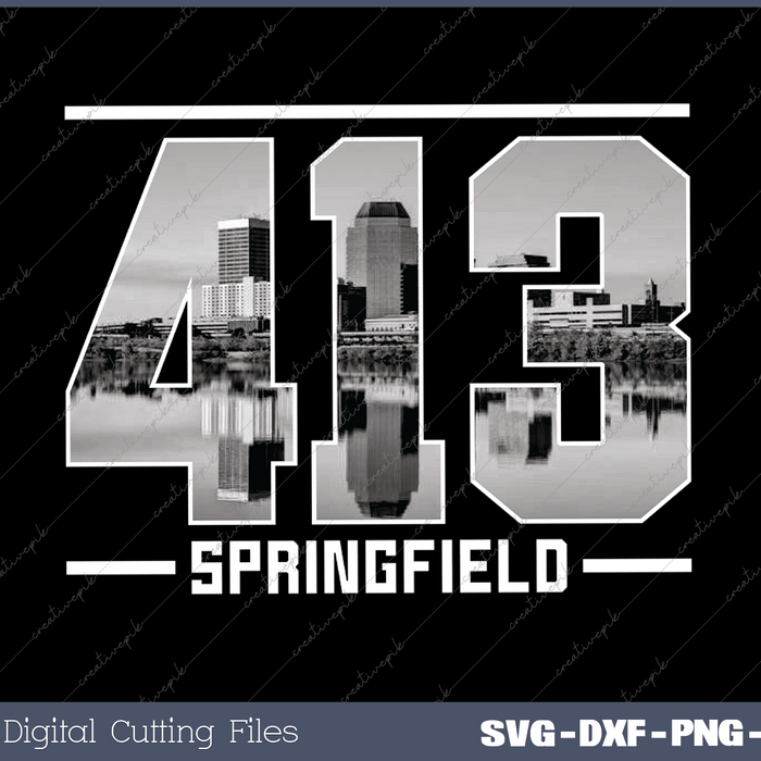 Vintage Springfield 413 Area Code Massachusetts Skyline