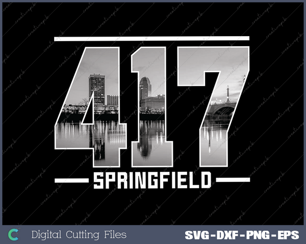 Vintage Springfield 417 Area Code Missouri Skyline SVG Cut files