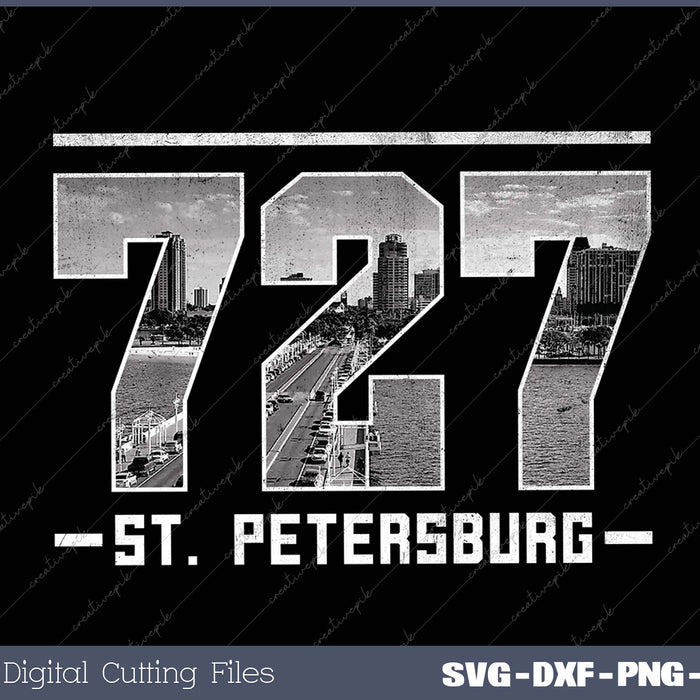 Vintage St.Petersburg 727 Area Code Florida Skyline