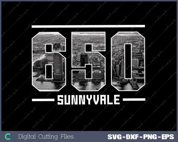 Vintage Sunnyvale 650 Area Code California Skyline SVG Cut files