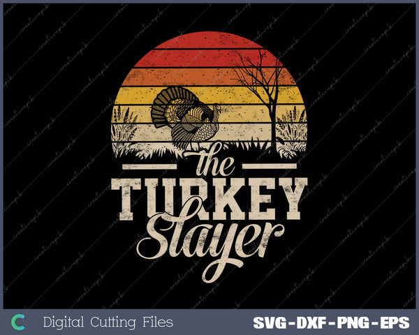 Vintage Sunset Retro Style Turkey Hunting Turkey Slayer SVG PNG Cutting Printable Files