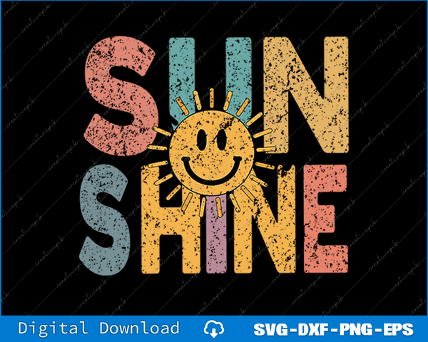 Vintage Sunshine Hello Sunshine Retro Beach Vacation Beachy SVG PNG Files