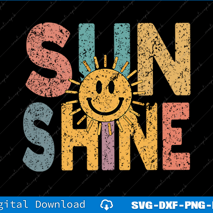 Vintage Sunshine Hello Sunshine Retro Beach Vacation Beachy SVG PNG Files