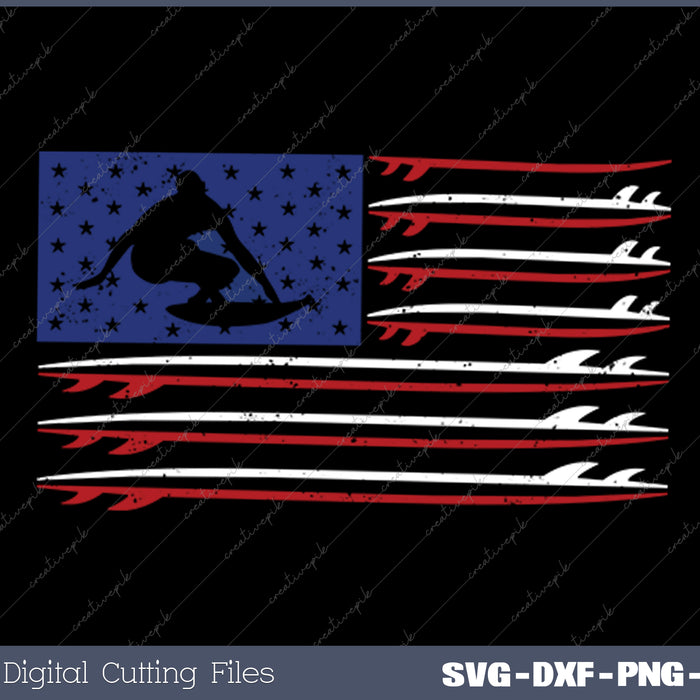 Vintage Surfboard USA Flagge SVG PNG Cutting Printable Files