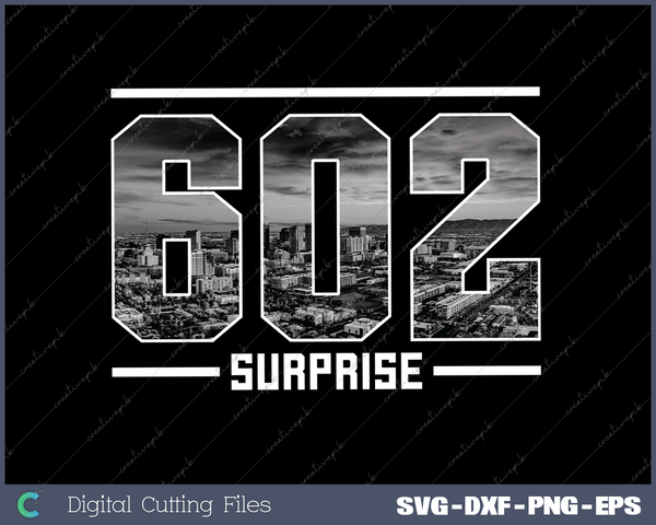 Vintage Surprise 602 Area Code Arizona Skyline SVG Cut files