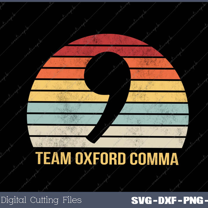 Vintage Team Oxford Comma Grammar Police English Nerd