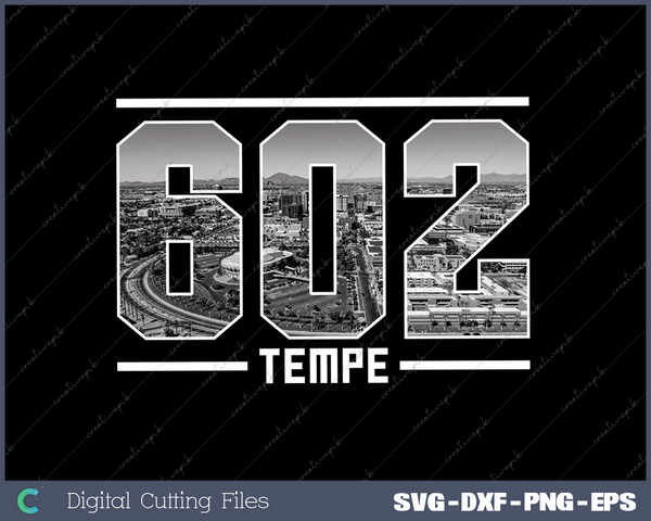 Vintage Tempe 602 Area Code Arizona Skyline SVG Cut files