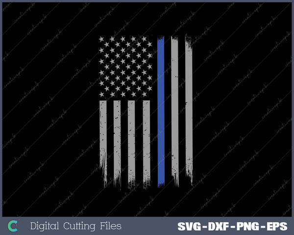 Vintage Thin Blue Line Police Support USA Flag SVG PNG Cutting Printable Files