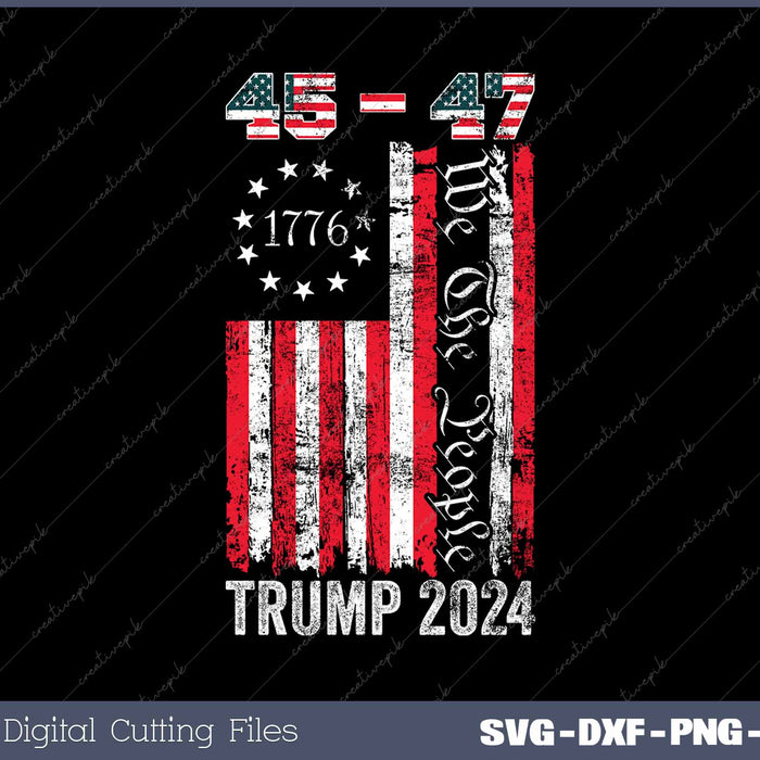 Vintage Trump 2024 45-47 US Flag We The People