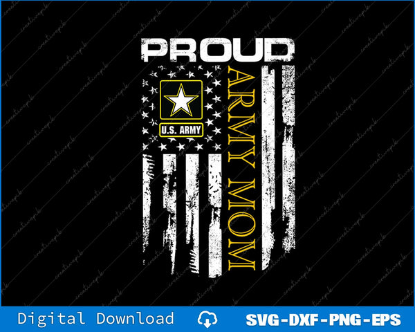 Vintage U.S. Army Proud Mom With American Flag SVG PNG Printable Files