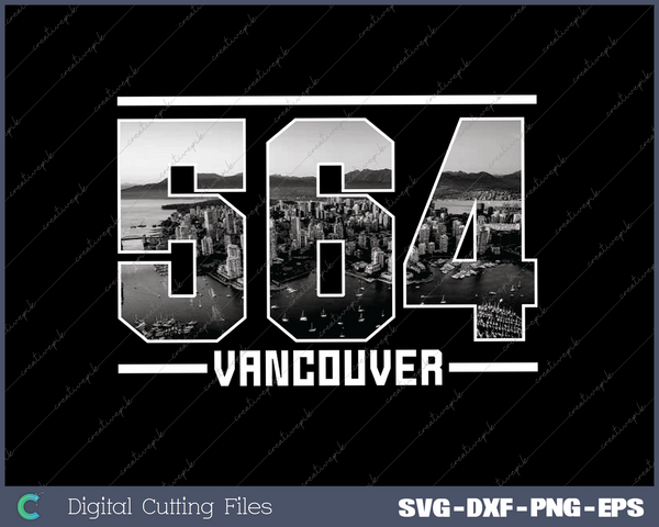 Vintage Vancouver 564 Area Code Washington State Skyline SVG Cut files