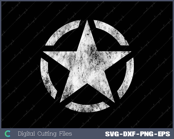 Vintage WW2 - WWII Military Vehicle White Star Broken Circle SVG PNG Cutting Printable Files