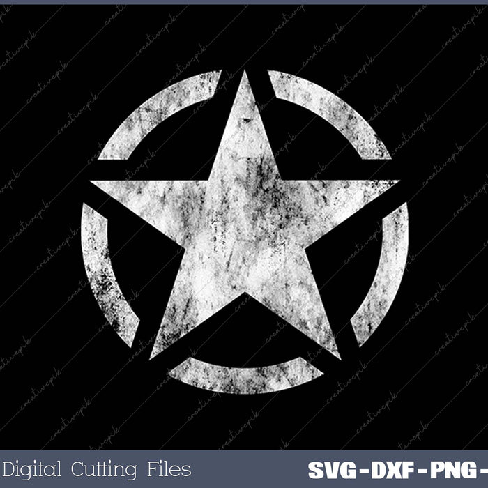 Vintage WW2 - WWII Military Vehicle White Star Broken Circle SVG PNG Cutting Printable Files