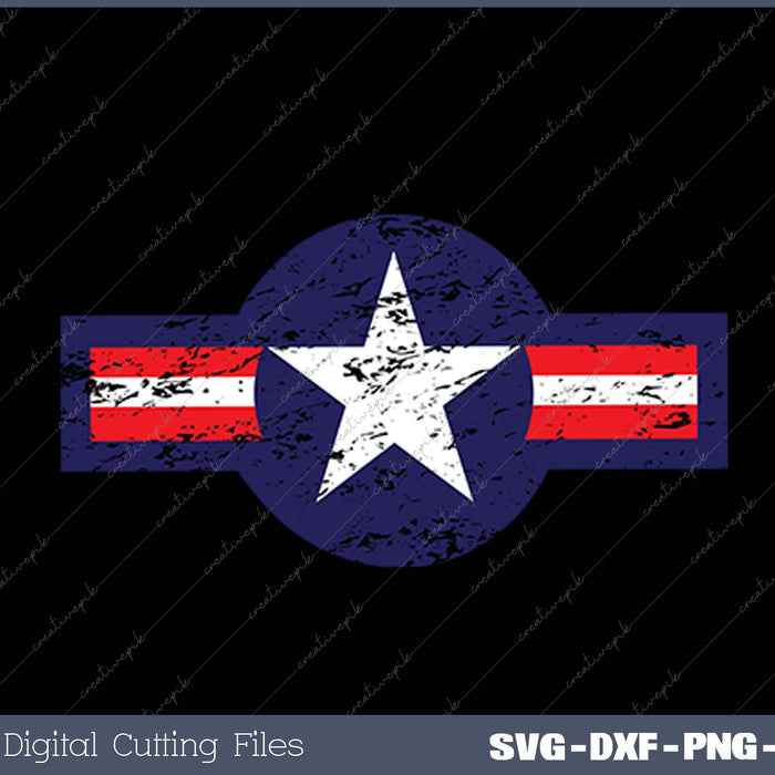 Vintage WW2 Aircraft Battle Star Aviator SVG PNG Cutting Printable Files