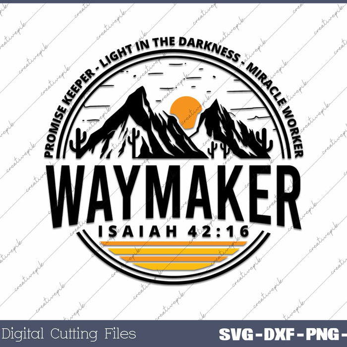 Vintage Waymaker Promise Keeper Miracle Worker Christian SVG PNG Cutting Printable Files