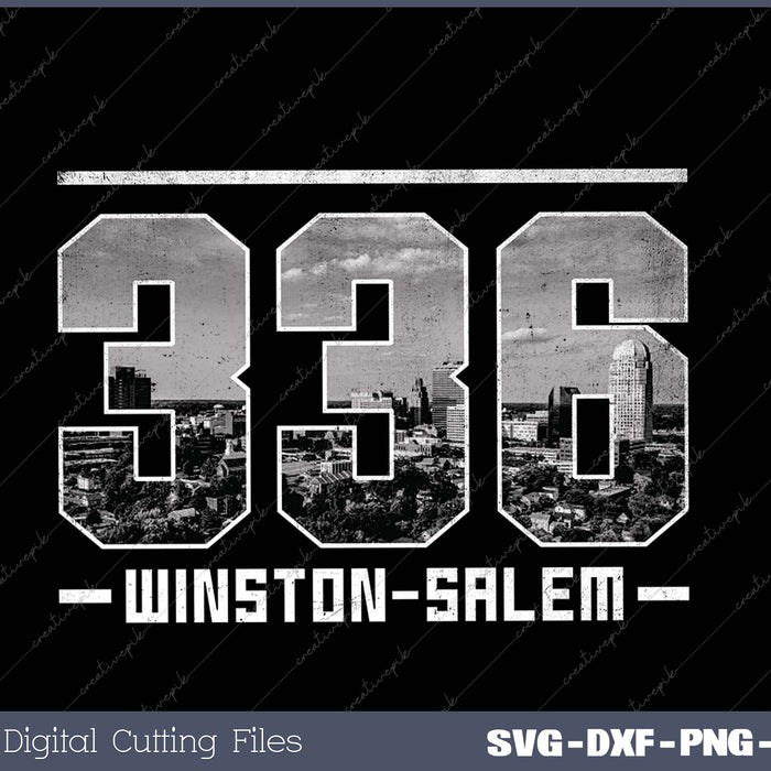 Vintage Winston Salem 336 Area Code North Carolina Skyline