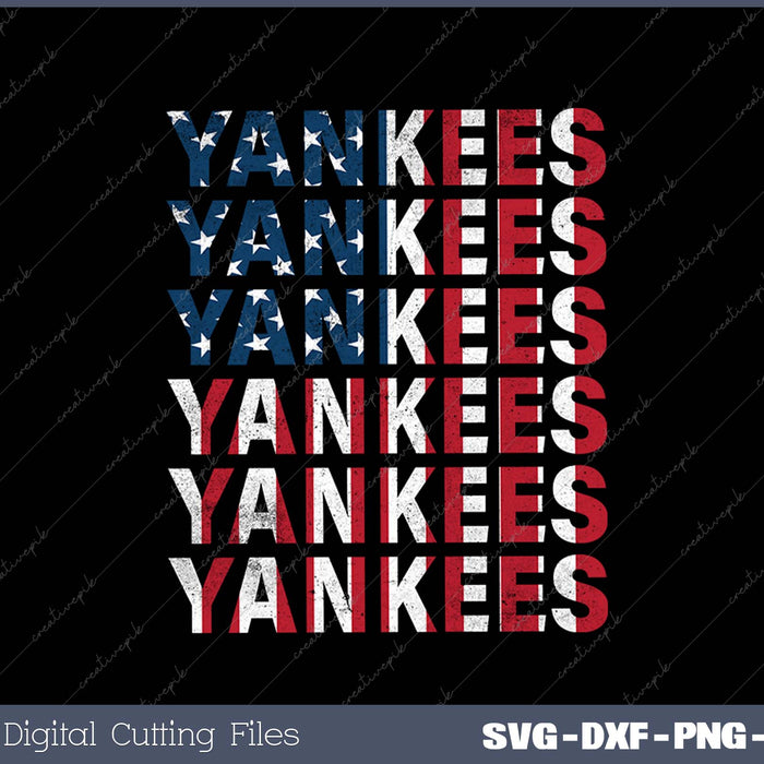 Vintage Yankees Name Retro Style 70s 80s First For Men Women SVG PNG Cutting Printable Files