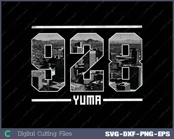 Vintage Yuma 928 Area Code Arizona Skyline SVG Cut files