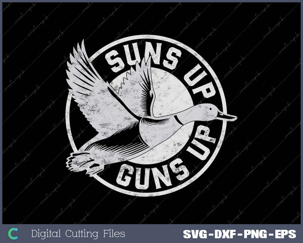 Vintage retro style Suns Up Funny duck Hunting SVG PNG Cutting Printable Files