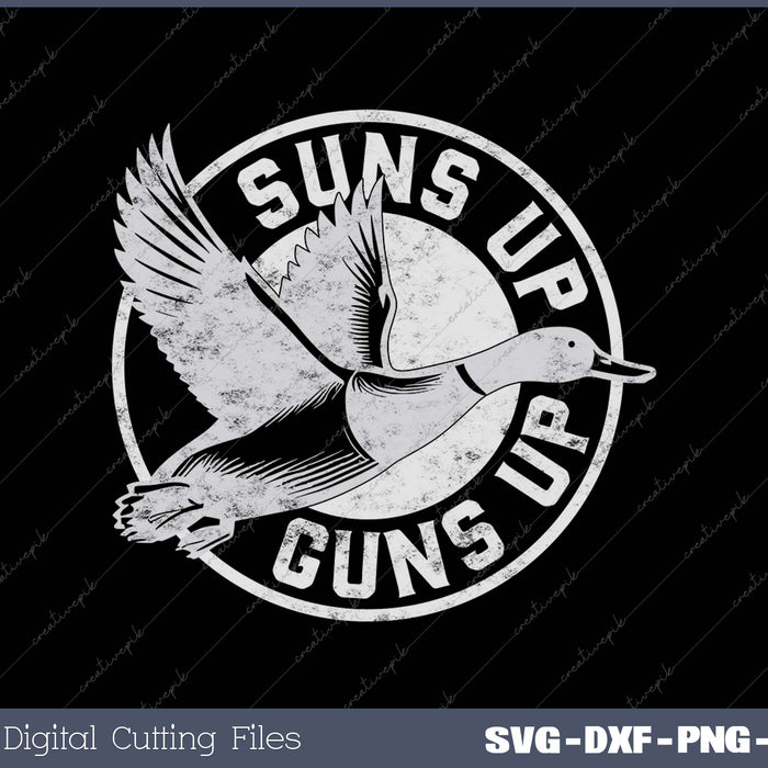 Vintage retro style Suns Up Funny duck Hunting SVG PNG Cutting Printable Files