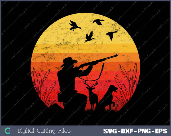 Vintage style Funny Duck Hunting SVG PNG Cutting Printable Files